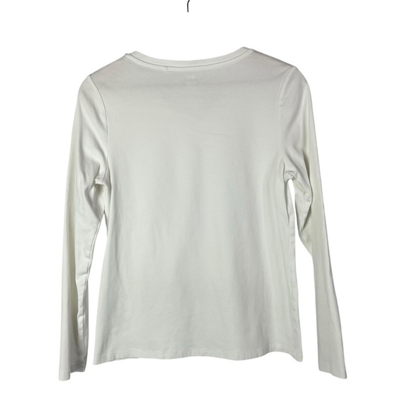 Uniqlo White V-Neck Cotton Long Sleeve T-Shirt M - Picture 3 of 4